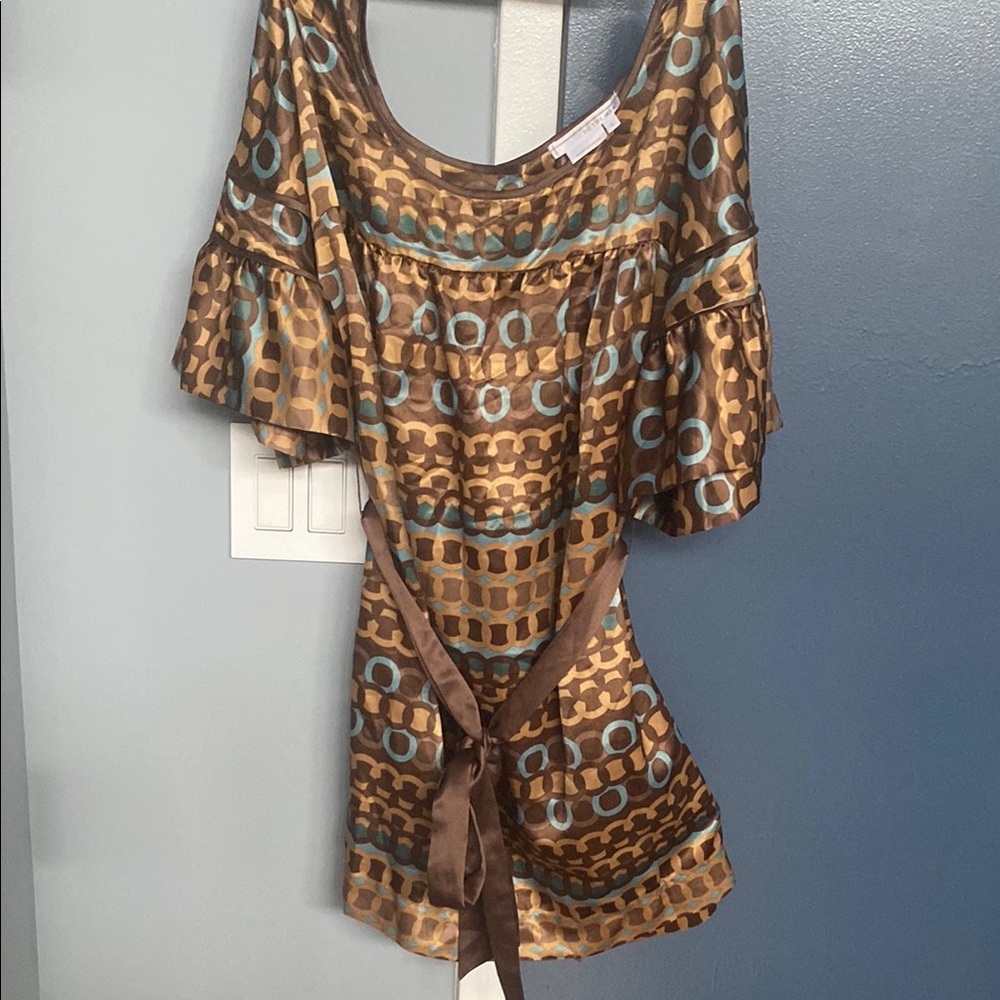 Brown and Blue Patterned Dress